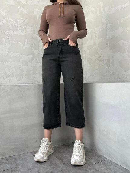 شلوار واید لگ ذغالی کد 4125