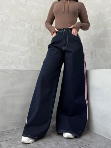 شلوار سوپر بگ خام شوربغل  خط صورتی کد محصول : ۴۱۲۹