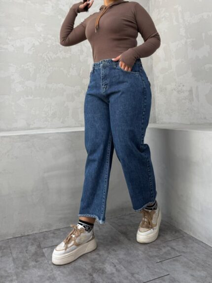 شلوار واید لگ آبی نفتی کد محصول : ۴۱۳۵